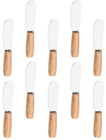 HEMOTON Manico in Legno Spargi Burro in Acciaio Inox Burro Crema Formaggio Condimento Marmellata Spalmatore 10Pz