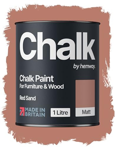 Hemway Chalk Paint Red Sand Furniture Paint 1L, Matt Finish Shabby Chic, Chalk Furniture & Walls, Quick Dry & 1 Coat