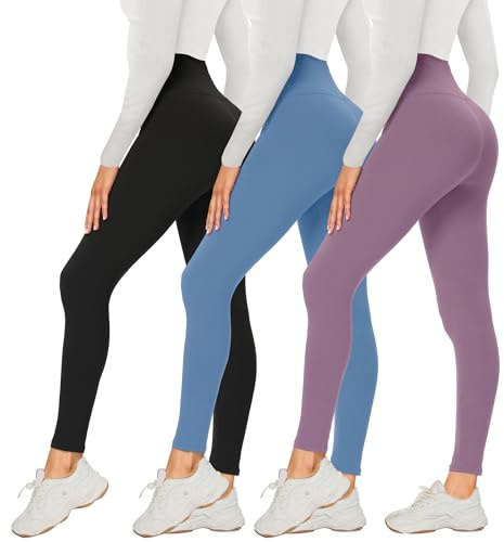 DDOBB 3 Pack Leggings for Women High Waisted Black Leggings for Yoga