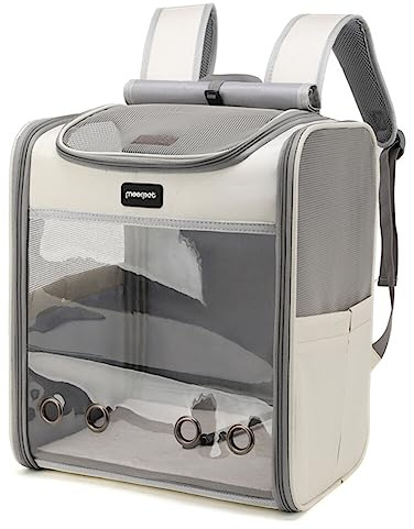 Sac à dos pour chien et chat - 10 kg - Respirant et pliable - Avec fenêtre transparente - Transporteur pour animaux de compagnie - Sac à dos pour chat - Sac de transport portable - Voyage en train