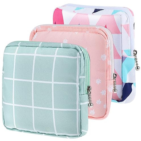 TIESOME 3 teilige Aufbewahrungstasche für Damenbinden, Baumwolle Menstruationstassen Beutel tragbare Menstruationstasse Tamponhalter Menstruationstasche für die erste Periode Pad Beutel(Stil A)