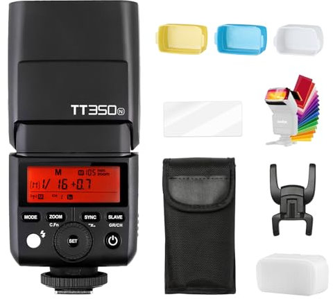 Godox TT350N Inalambrico Camara Flash para Nikon 2.4G Wireless X System 1/8000s TTL HSS Mini Portátil Speedlite 2500mAh Battery 0.1~2.2s Recycle Time Adecuado D800 D700 D7100 D7000 D5200