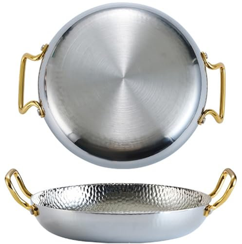 UNbit Padella for Paella In Acciaio Inossidabile Di 10 Dimensioni, Padella for Paella Spagnola Pentola for Paella Di Pesce Martellata A Mano Antiaderente Pentole for Paella Con Doppio Manico for Case