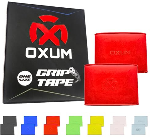 Oxum Banda Sujetaespinilleras Pro de Silicona para Fútbol - Soporte Seguro y Cómodo para Espinilleras - Sujetaespinilleras para Adultos y Niños Grip Tapes (Rojo)