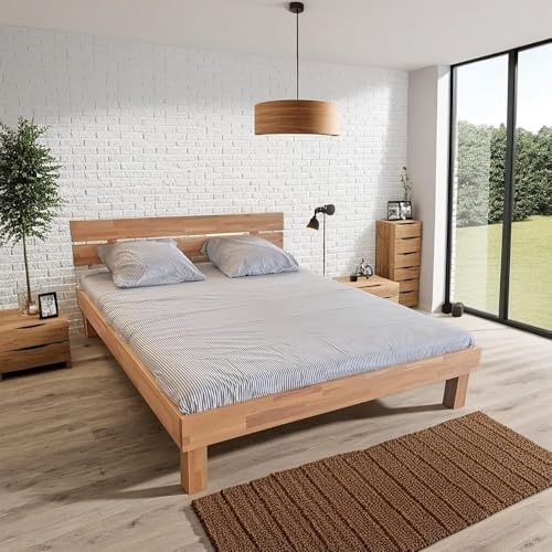 WEBER INDUSTRIES Lit Riva 160x200 cm avec sommier/Chêne Massif huilé