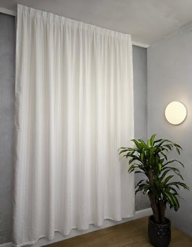 mauro Cortinas con Cinta fruncidora para riel, Tejido Jacquard Blanco filtrante, Panel tensado de 280 cm de Ancho, Compatible con rieles de 140-170 cm, Altura de 180 a 280 cm - 280 x 180 cm
