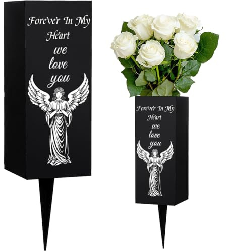 WEBEEDY Decorazioni per cimitero per tomba con punte, motivo angelo, in metallo, per tombe, fiori, decorazioni commemorative per cimitero, funerale, festa del papà, buon compleanno, 8 x 20 cm
