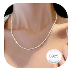 Avotto S925 Silber Ketten Damen 2mm Kette Silber Diamant Glänzende Halskette Sterling silber Ketten für Damen 18 Zoll