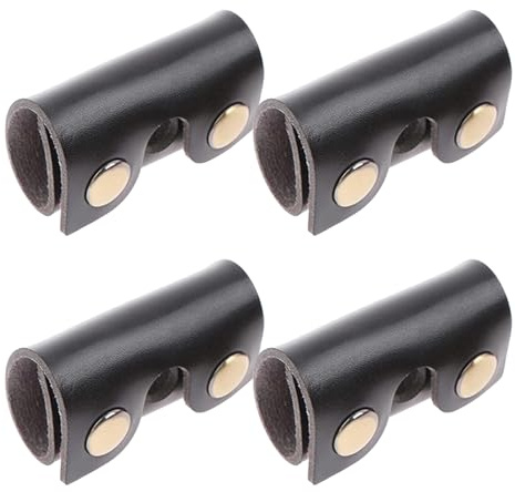 Hohopeti 4pcs Manual Razor Head Protective Covers in Black, Made of Synthetic Leather and Iron, Providing Precise Fit Protection and Portable Design for Daily Bathroom Use and Travel
