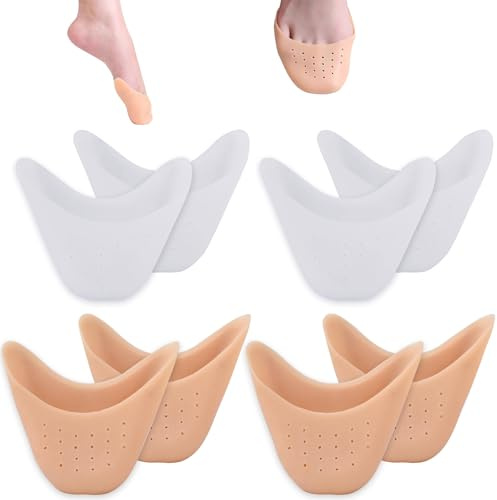 LEIIERUY Proteggi Dita Piedi in Silicone Gel, 4 Paia Traspiranti con Fori, Copridita per Scarpe con Punta Chiusa, Tacchi e Danza, Cuscinetti Morbidi Riutilizzabili