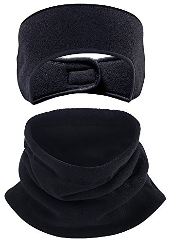 2PCS Fleece Ear Warmers Headband Winter Fleece Neck Warmer Set Ear Muffs Neck Gaiter Ski Tube Scarf for Men Women, Stay Warm & Cozy,Perfect for Sports & Dail