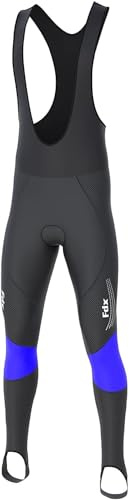 FDX Salopette da Ciclismo Thermodream da Uomo, Imbottitura 3D, Termica, Idrorepellente, Tessuto Super Roubaix, Antivento, Asciugatura Rapida, Pantaloni Invernali Bici, Leggings(Blue-L)