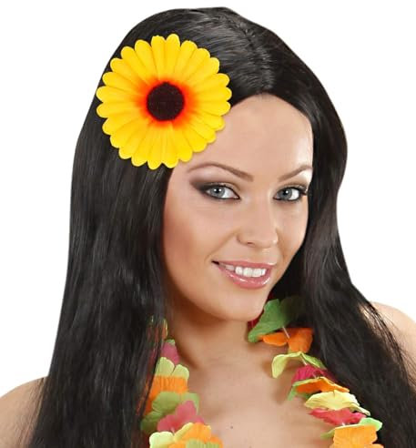 W WIDMANN MILANO Party Fashion 01320 - Haarklammer Sonnenblume, Hippie, Blumenkind, Kostüm, Accessoire, Karneval, Mottoparty