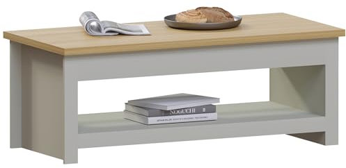 Vida Designs Arlington Coffee Table 1 Shelf Storage MDF Living Room Modern Furniture (Grey)