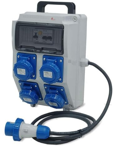 QUADRO ELETTRICO ASC DA CANTIERE FISSO 4 PRESE INDUSTRIALI IP67 + PULSANTE DI SICUREZZA A FUNGO