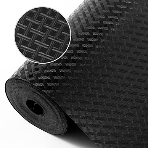 Revêtements d'étagère pour armoires de Cuisine, Revêtements de réfrigérateur Imperméable et résistant à l'huile, Tapis de tiroir Non adhésif EVA Doublure antidérapant pour étagères Noir 30x300cm