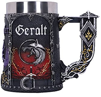 Nemesis Now Boccale The Witcher Trinity con licenza ufficiale, nero, 15,5 cm