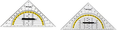 Westcott E-10133 00 Geometriedreieck Kunststoff mit abnehmbarem Griff, 14 cm, transparent & E-10134 00 Geometriedreieck Kunststoff mit abnehmbarem Griff, 22 cm, transparent