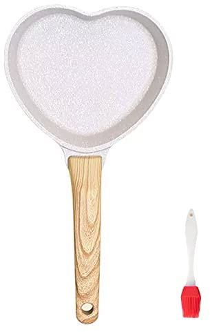Herzförmig Spiegeleipfanne, Pancakepfanne Antihaft-Beschichtung mit Echten Steinpartikeln Beschichtet, Eierpfanne Geeignet für Alle Herdarten Induktion Pfanne für Pancakes Spiegelei Pfannkuchen,Beige