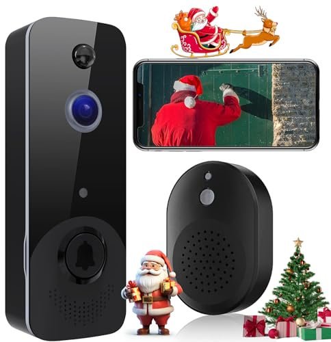 Housiwill Sonnette sans Fil avec Camera, Interphone Video sans Fil de WiFi Intelligente HD 1080P, Détection de Mouvement PIR, Audio Bidirectionnel,Vision Nocturne,Grand Angle,Piles Non Incluses