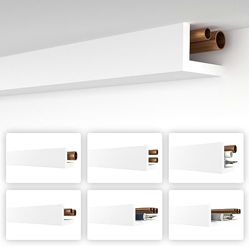 HEXIMO Winkelprofil weiß 1.7 Meter Profile - XPS Abdeckleisten für Heizungsrohre, L-Profil Rohrabdeckung Kabelkanal Modell: HRA-4-58x90 mm (10.2 Meter / 6 Leisten)