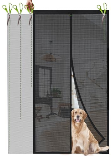 Sekey Kürzbar Fliegengitter Tür Magnet Insektenschutz Magnetvorhang, Fliegengitter Balkontür Magnet, Klebemontage ohne Bohren 200x230cm Schwarz