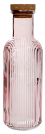 HOMLA NATIA Carafe cannelée avec bouchon rose 1 l