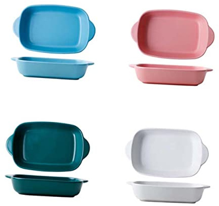 Hoement Plaque de Cuisson Poignées Bleue en Céramique Facile à Transporter Résistante Haute Température pour Rôtissage et Cuisson de Lasagnes et Spaghettis
