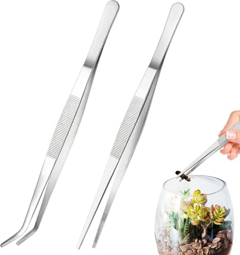 KOMUNJ 2 Stück Aquarium Pinzette Lang, Terrarium Aquascape für Aquarium Aquascape Werkzeuge Fütterungszange Süß- und Meerwasser
