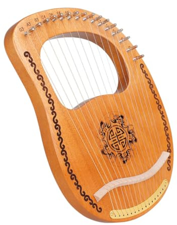 JEWEDECO 16-string Wooden Lyre Harp Handheld Ancient Style String Instrument for Beginners Adult Musical Performance
