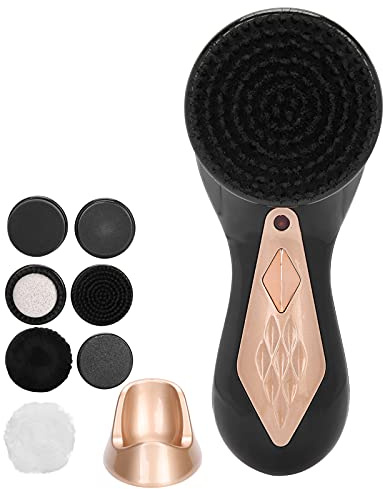 Stylebest Kit Lustrascarpe Elettrico Set Multifunzionale Portatile per Lucidatura e Pulizia della Pelle per Casa e Viaggio 7 Testine (Oro)