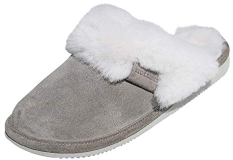 Piel De Cordero Zapatillas de Estar por casa de Mujer Malibu Zapatillas Zapatillas de casa - Gris/Blanco, UE 41