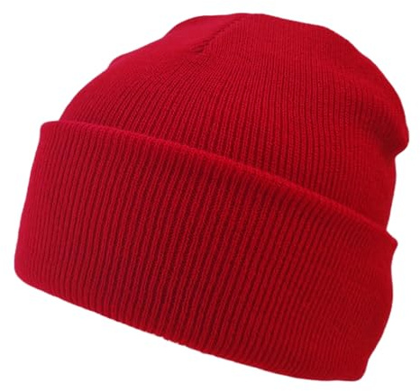 Komonee Beanie Hat Plain Red Soft Comfortable Casual for Men Women Warm Knitted Winter Woolly Skully Ski Headwear Stretchy Thermal Unisex Cap Perfect for Daily Wear Outdoor Sports and Hiking