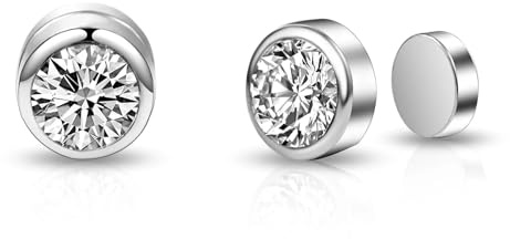 Philip Jones Silver Plated 6mm Magnetic Clip On Earrings Created with Zircondia® Crystals