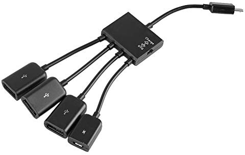 Dioche USB HUB Adaptor with Power, Micro USB HUB OTG Power Charging Host Cable Cord Card Reader Converter Adaptor for TV Stick