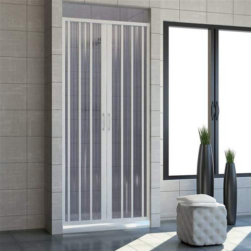 HD CASA Box Doccia a Soffietto in PVC Modello Giada, Apertura Centrale Estendibile, Cabina Doccia Angolare Salvaspazio Made in Italy 100 cm