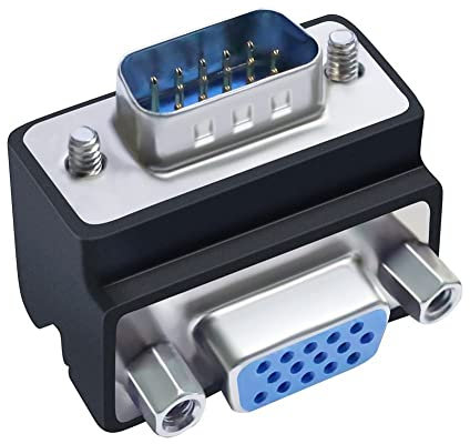 DTech 90 Grad VGA Winkeladapter Anschluss Stecker auf Buchse 15-poliger Port Verlängerungs Konverter Koppler