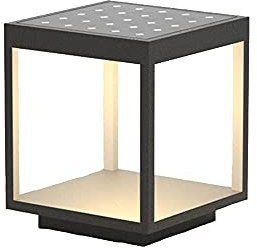 Led cuadrado hueco, poste de luz solar para exteriores, marco negro, aluminio, farol de poste exterior impermeable, accesorios de iluminación de pilar de metal antioxidante Ip65, lámpara de farol de p