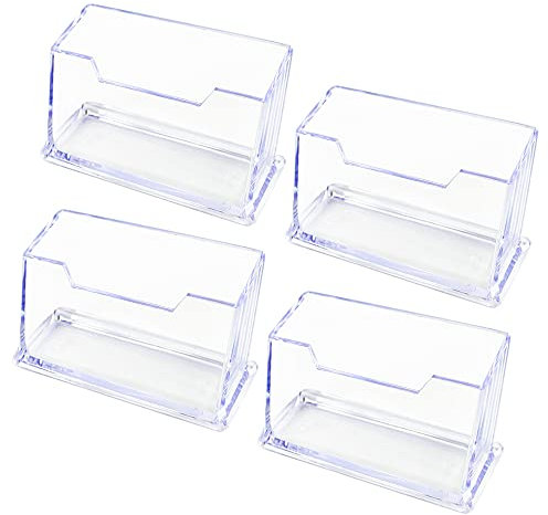 Pamtns Visitenkarten Aufsteller 4 Stück Klarer Visitenkartenhalter Acryl Visitenkartenständer Visitenkarten Aufsteller Visitenkarte Tischständer Visitenkarten Aufbewahrung für Haus Büro Sammlung