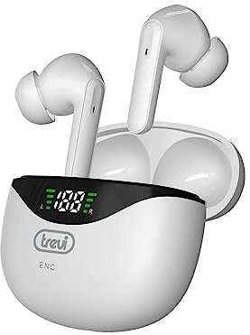 Trevi HMP 12E40 ENC Cuffie Wireless con Cancellazione Rumore, Auricolari Senza Fili con Microfono e Controlli Touch, Lunga Durata e Ricarica Custodia USB-C