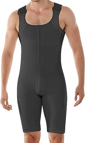 Mymyguoe Herren Body Overall Slim Fit Körperformung Boxer Unterwäsche Einteiler Sportbody Gymnastikanzug Shaper Kompressions-Unterhemd Butt Lifter Miederhose Bauchweggürtel Bodysuit Übergröße