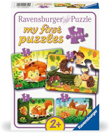 Ravensburger barnpussel - 12000854 Små djurfamiljer - 2,4,6,8 bit pussel för barn från 2 år och uppåt