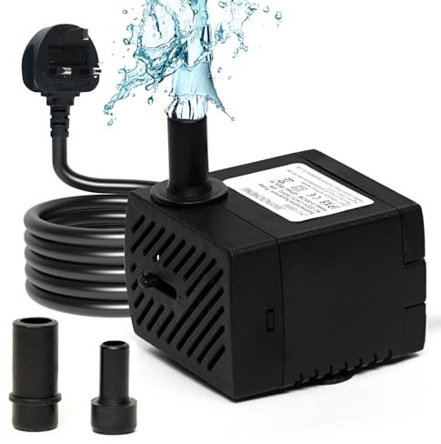 Puddry Mini Pompa Acqua, Pompa Sommersa per Acqua (350L/H, 5W) con Cavo di Alimentazione da 4,6 Piedi 2 Ugelli, Regolabile Pompa per Acquario Idroponica Fontane Laghetto