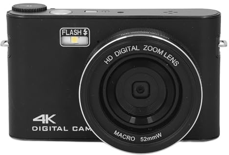 Digitalkamera, 3-tums TFT-pekskärm 4K 64MP HD Kompaktkamera för Resor (Svart)