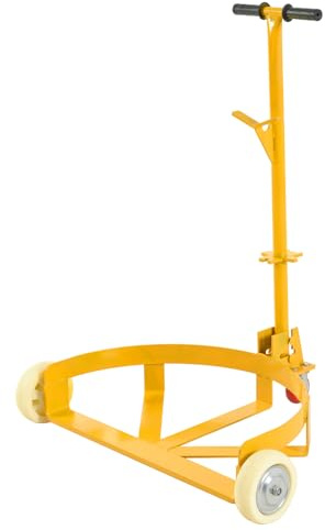 55 Gallon Drum Dolly, Drum Dolly Cart with 1200LB Capacity, 2 Fixed PU Wheels 1 Swivel Wheel, Heavy Duty Oil Barrel Roller Caddy, Low Profile Steel Drum Hand Cart, Industrial Grade Transport Equipment