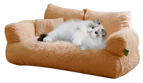 Joygoodta Kattsoffa vinter mjuk kattsoffa fylld halkfri repsäker bäddsoffa avtagbar tvättbar absorberande lätt torkning dammtak husdjur, M