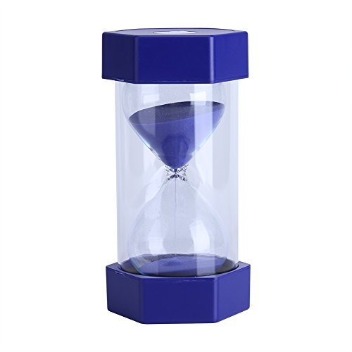minuterie de sable Verre coloré Sablier 3/10/20/30/60 minutes minuterie Horloge Home Office Decor Cadeau(60 mins Blue)
