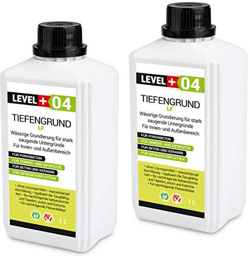 LEVEL PLUS 04 Imprimación profunda LF 2L, imprimación para paredes interiores y exteriores, colores profundos, papel pintado, imprimación universal, lista para usar en superficies absorbentes