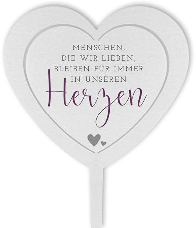 DOLORINO Grabstecker Edelstahl Herz Menschen, die wir lieben bleiben für Immer | wetterfester Grabschmuck | Grabherz mit Spruch | 38cm