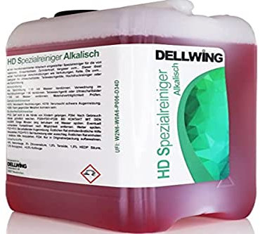 DELLWING HD Spezialreiniger - hochkonzentrierter alkalischer Reiniger für Vergaser, Zylinderköpfe, Injektoren, Einspritzdüsen, als Ultraschallbad, Teilewäsche, Hochdruckreiniger, Sprühlösung - 2,5L